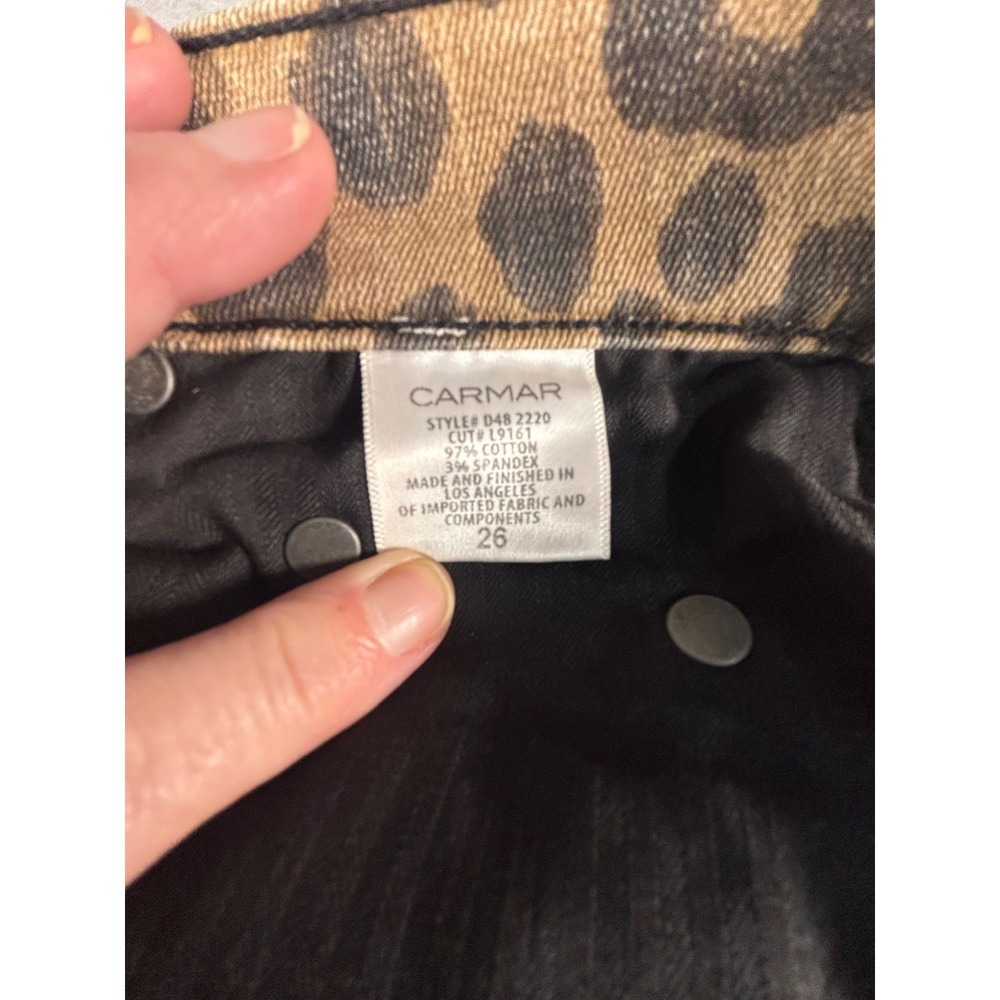 Carmar Los Angeles Leopard Print Skinny Jeans Brown Tan Animal Print‎ Size 26 - Picture 6 of 6